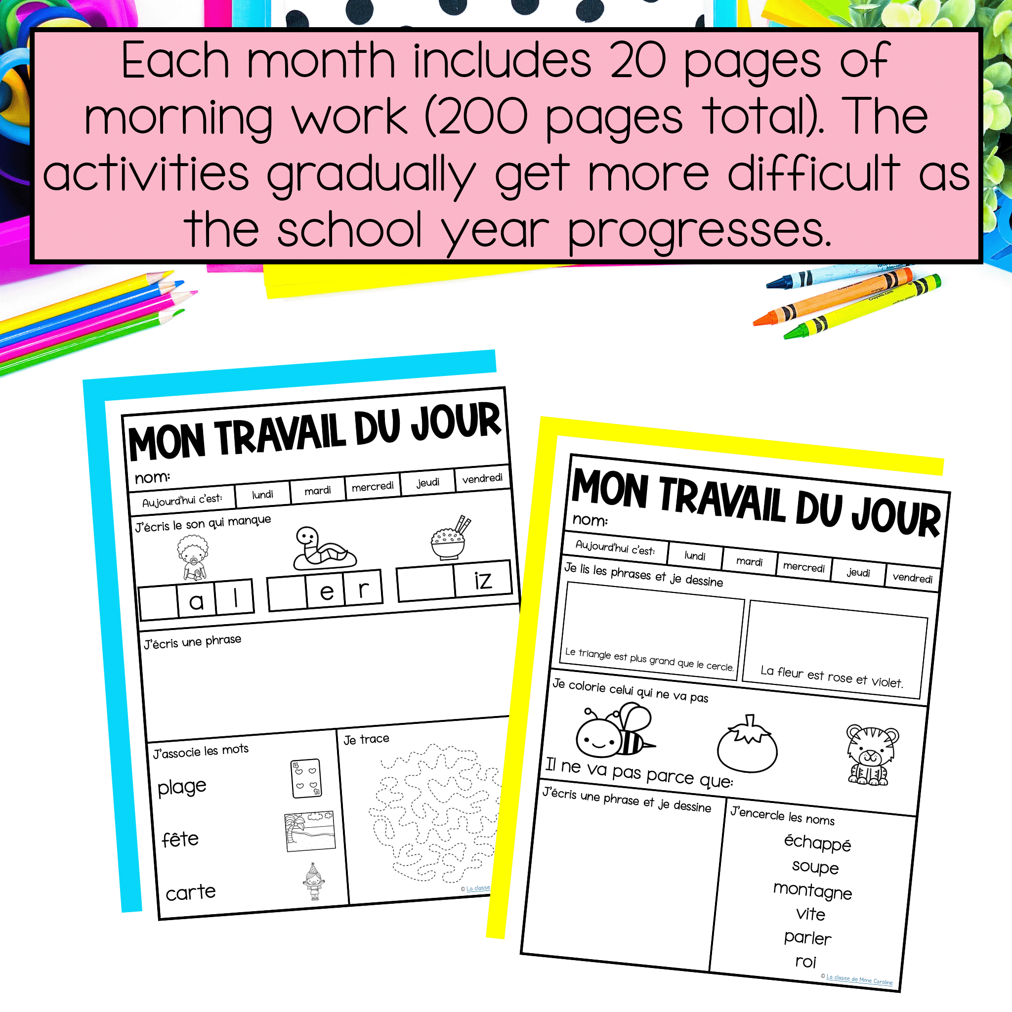 grade 2 bell ringer activities in French