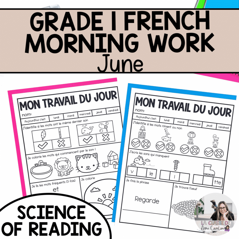 Grade 1 French morning work for June