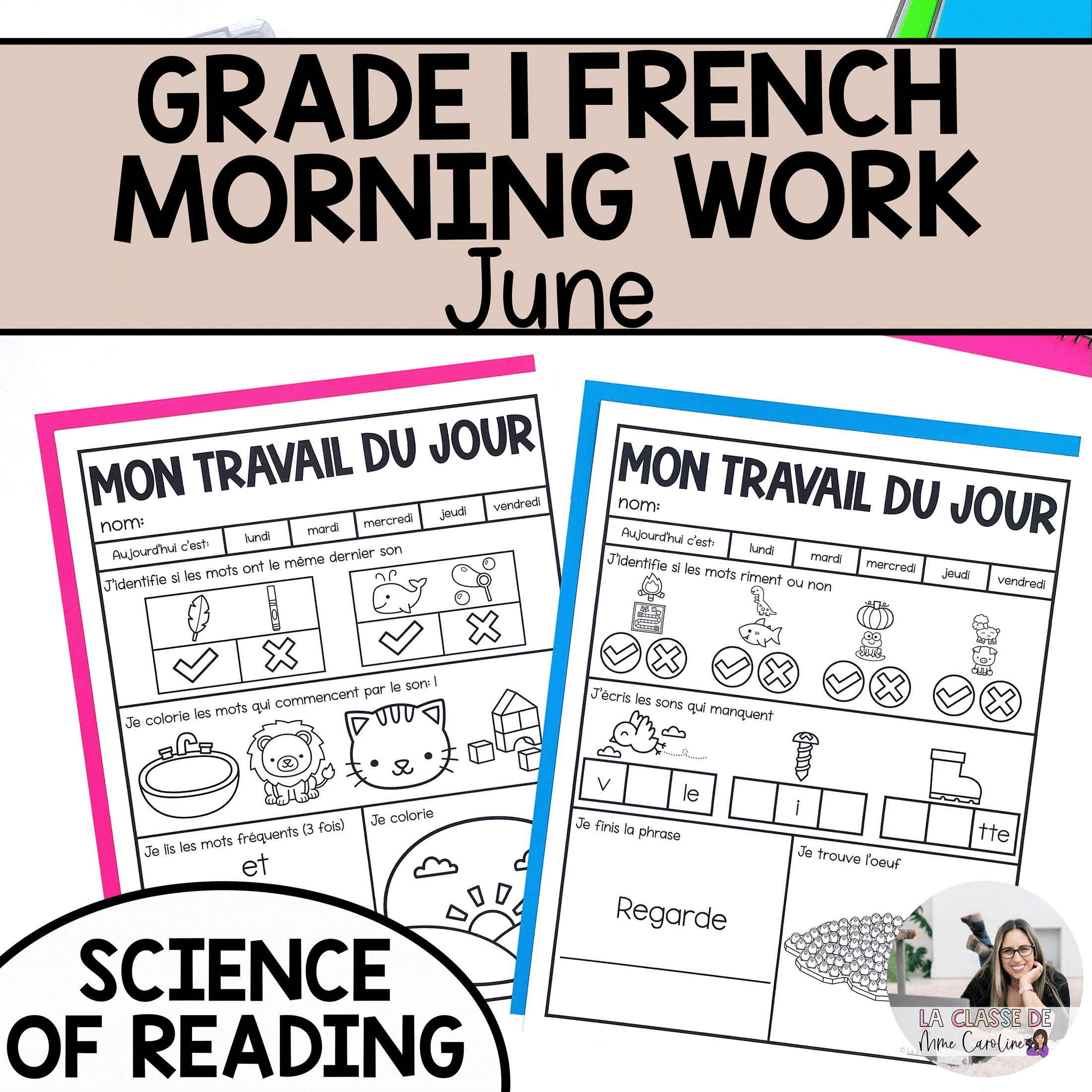 Grade 1 French morning work for June