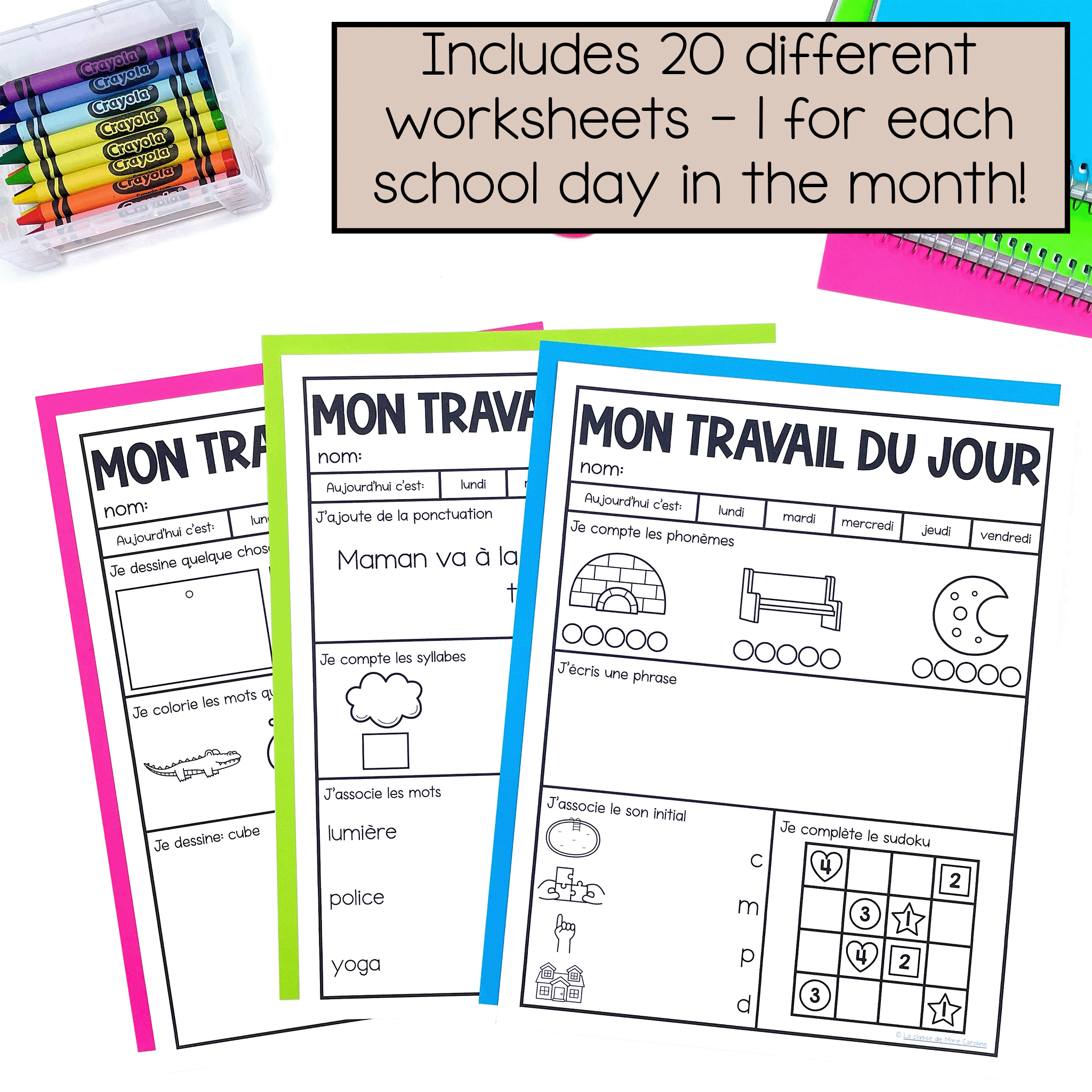 20 different worksheets included
