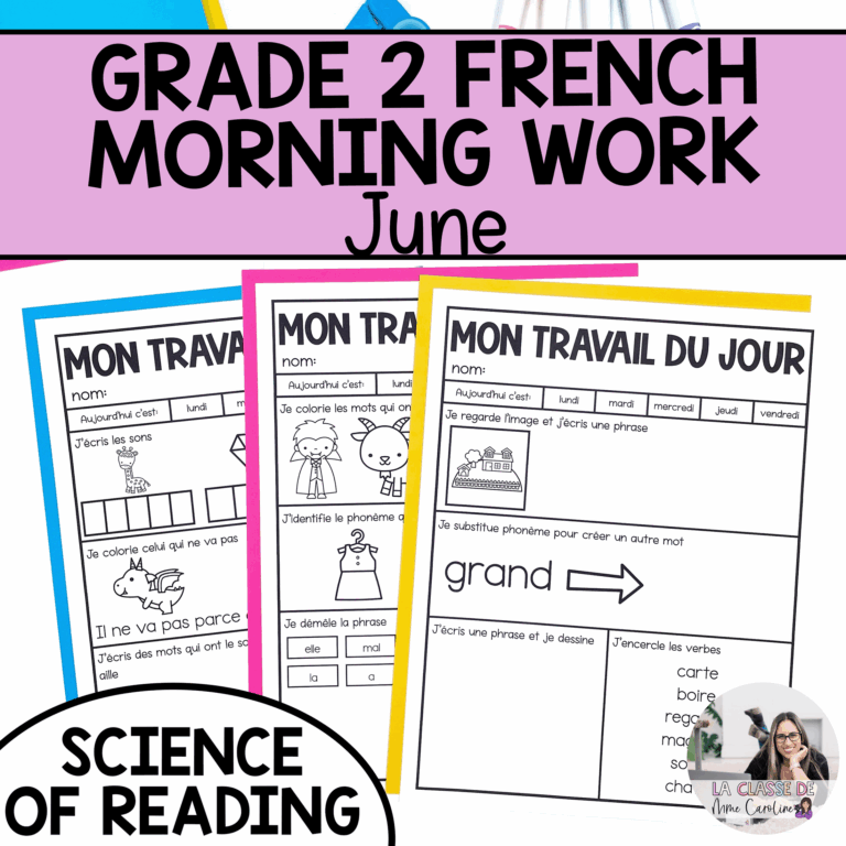 French morning work for grade 2 in june