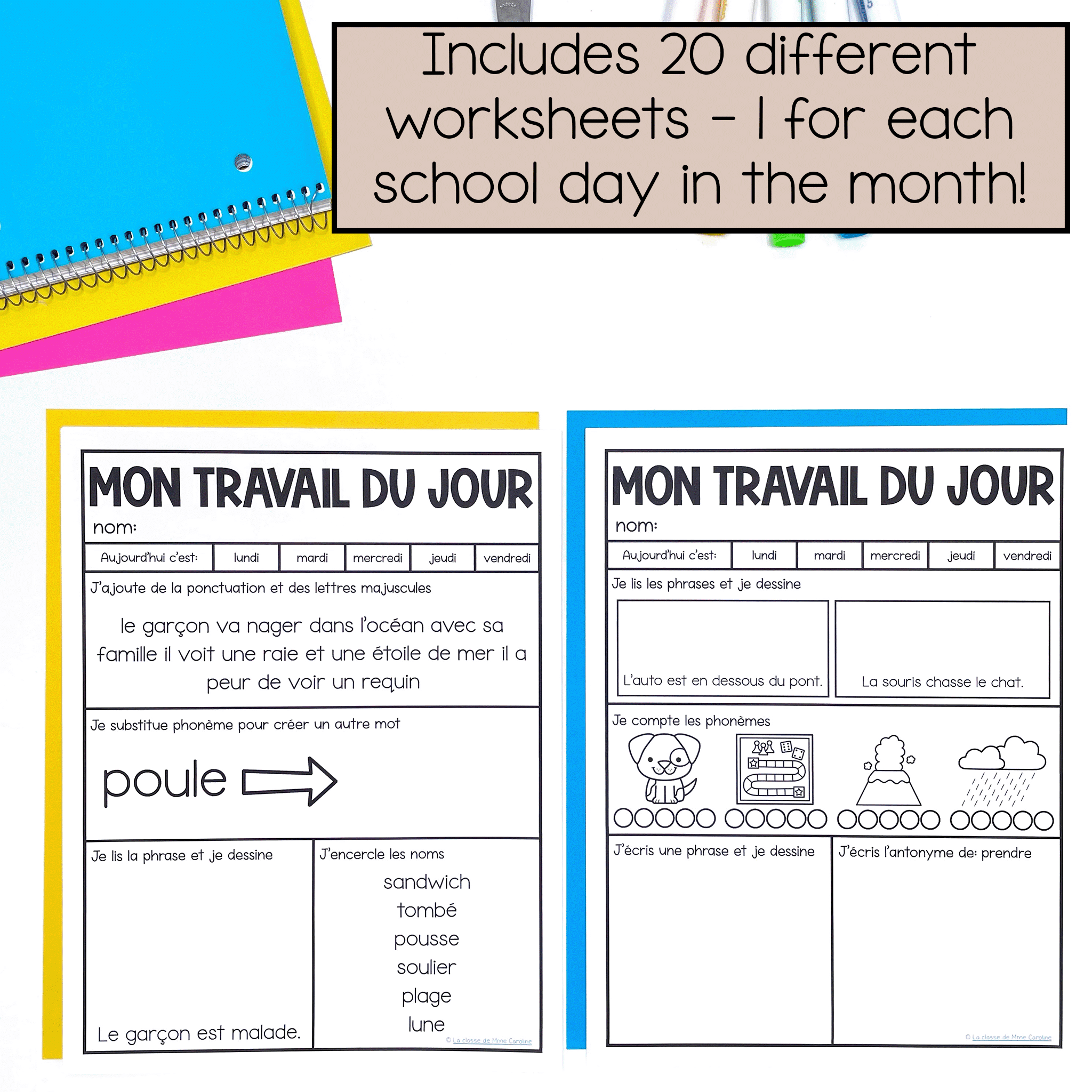 20 different morning work worksheets