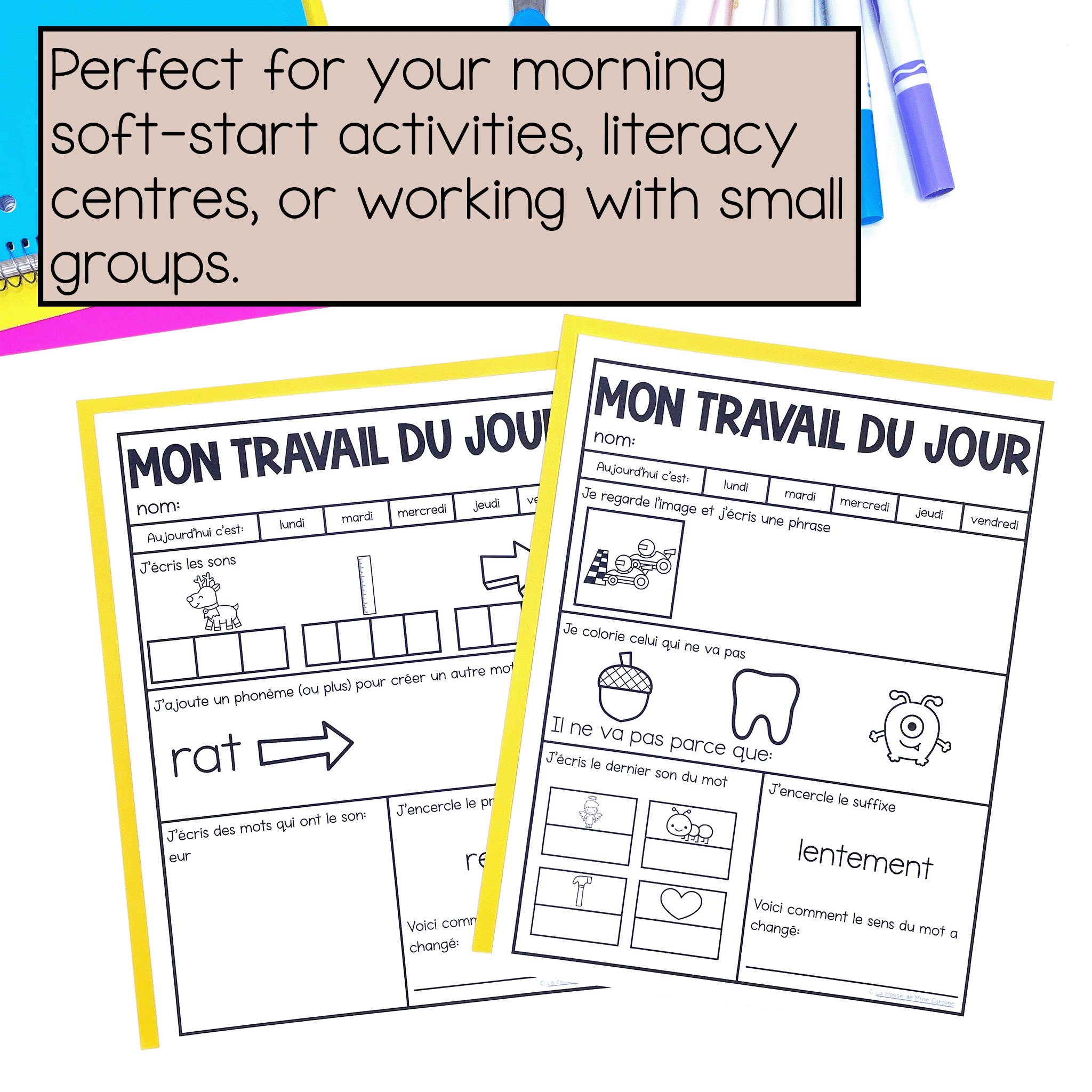 activities are perfect for soft start, literacy centres, or small groups in this morning work resource