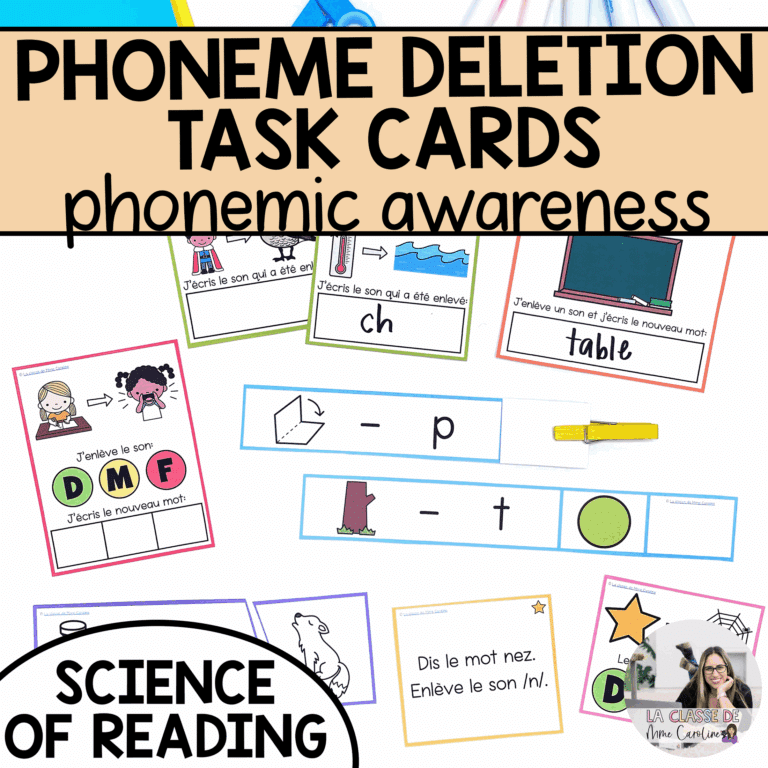 Phoneme deletion task cards for literacy centres