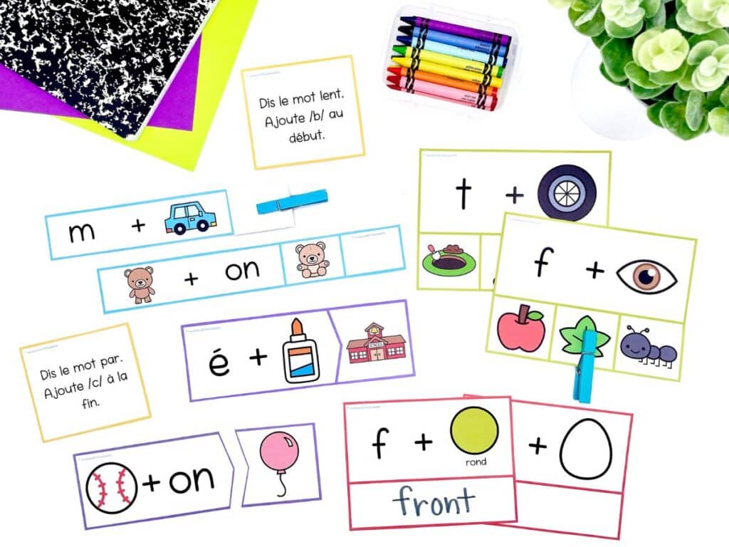 Phoneme addition activities help develop French phonemic awareness.