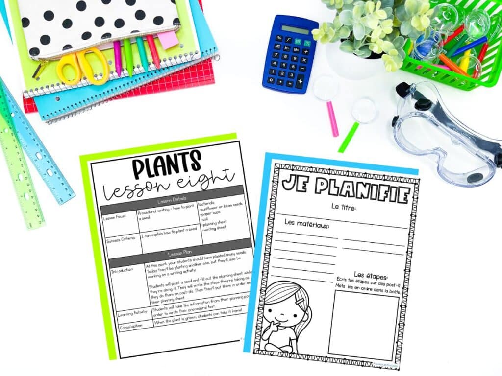 Two worksheets from a plant science unit.